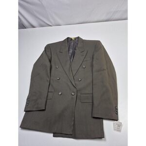 Europa Collection Suit Jacket Mens 36R Green Wool Double Breasted Pietro FLAW